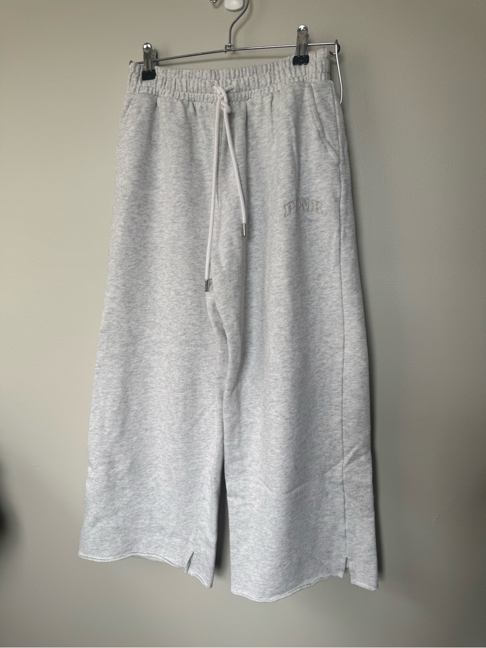PINK Victoria's Secret Light Gray Wide-Leg Sweatpants